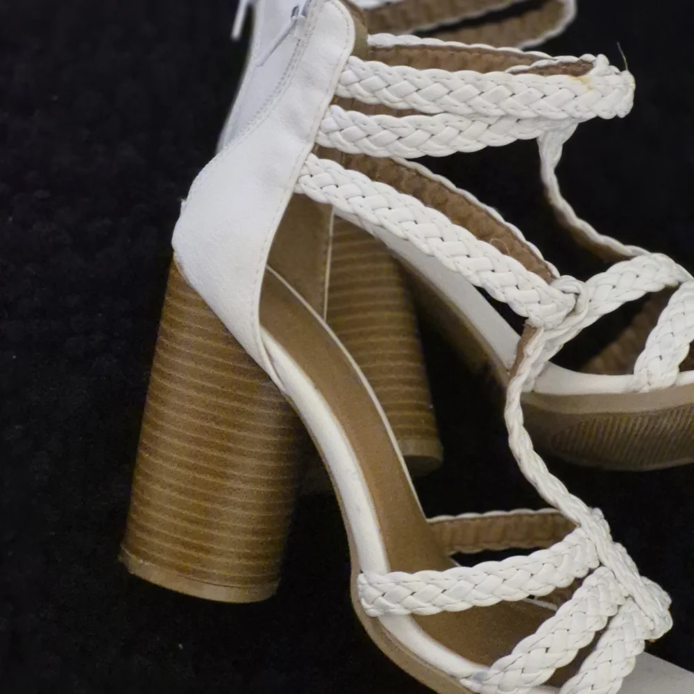 Charlotte Russe White Braided Heeled Sandals